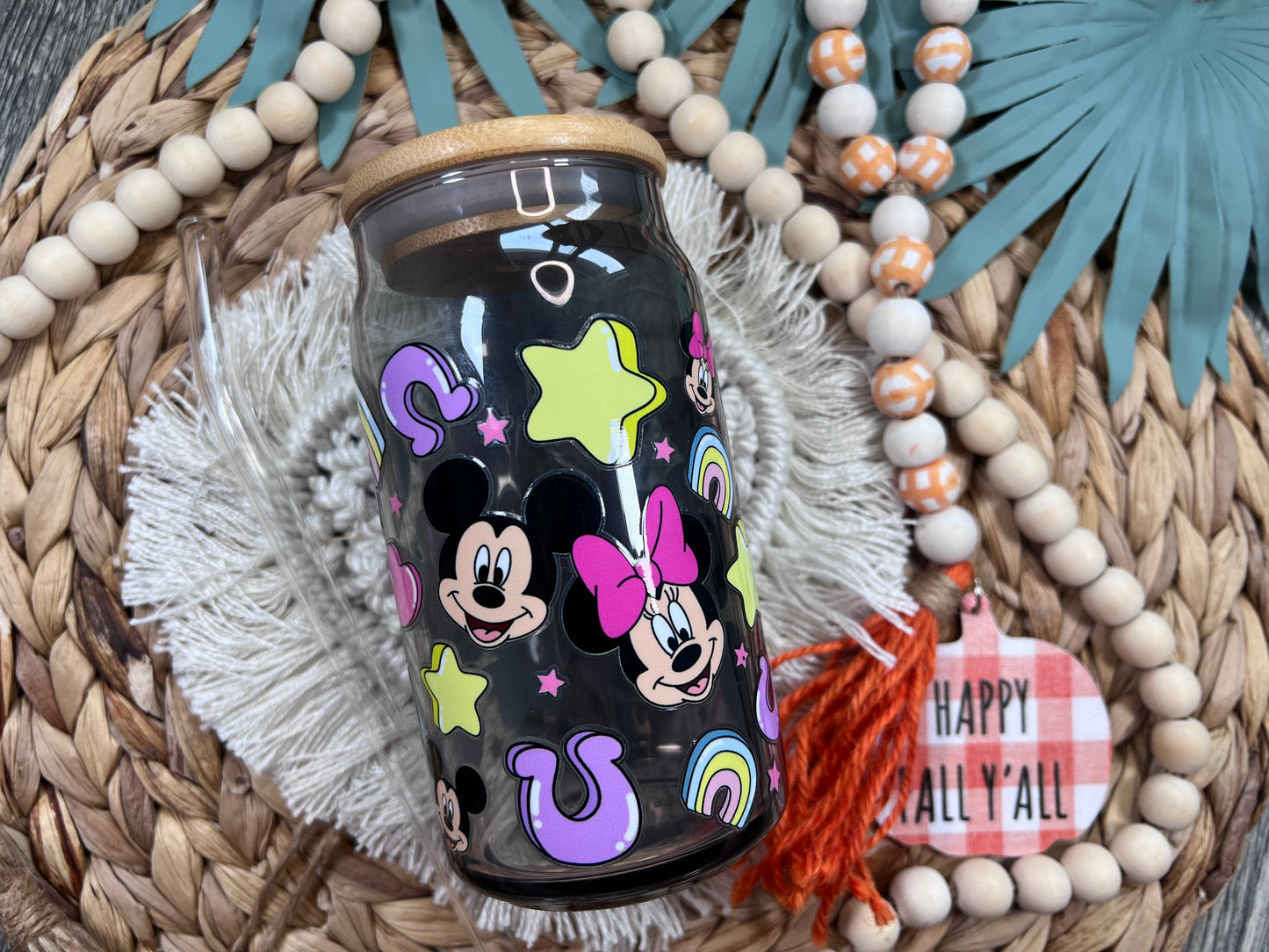 Lata de cristal con amuleto de la suerte para ratón