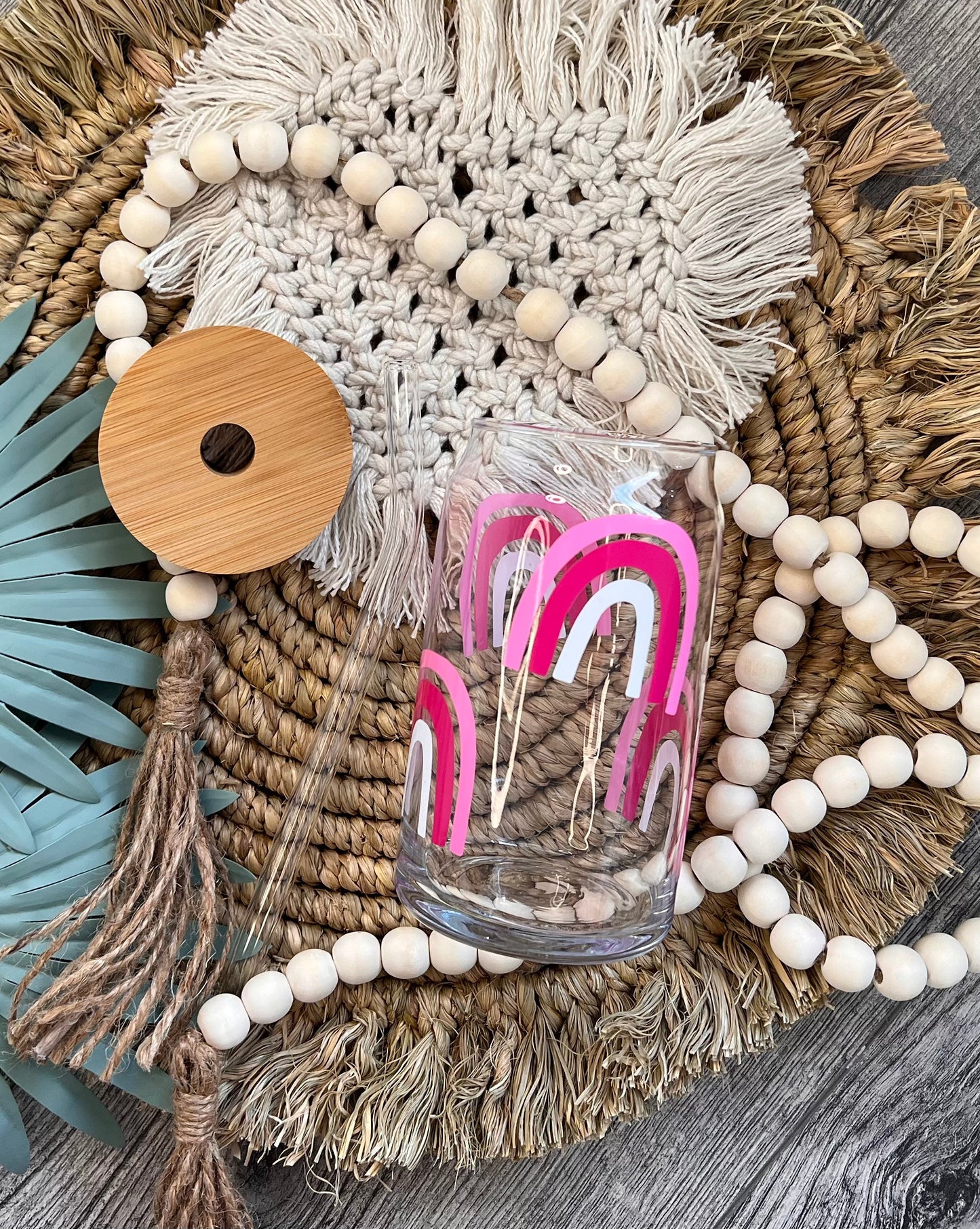 Rainbow Pink Glass Can