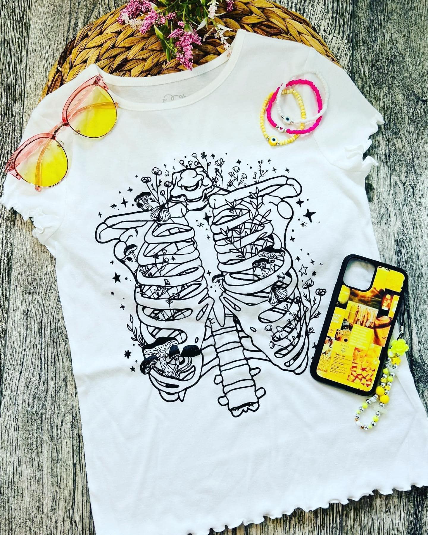 Skeleton With Flowers Shirt