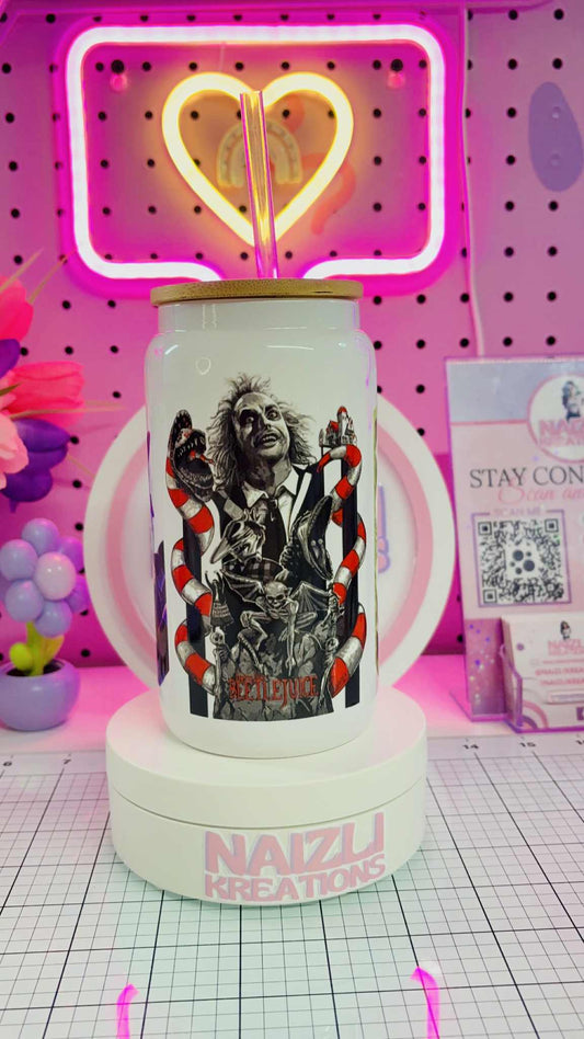 Beetlejuice Glass Can