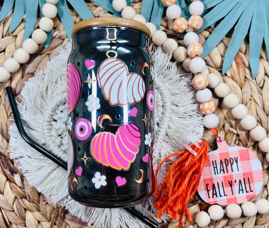 Lata de vidrio Conchas rosa