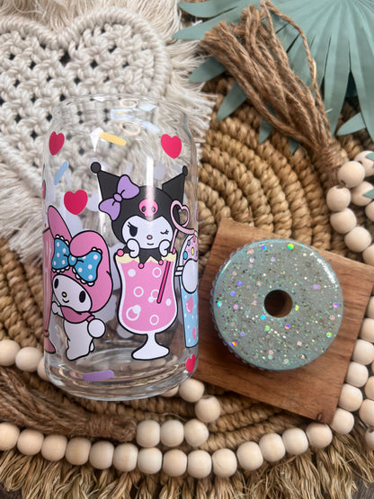 Lata de vidrio de Kawaii Friends 