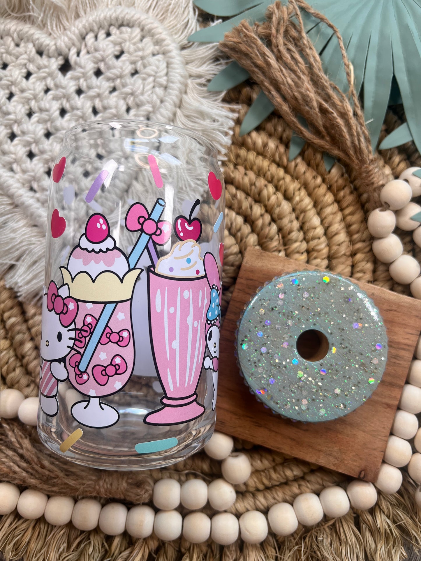 Lata de vidrio de Kawaii Friends 