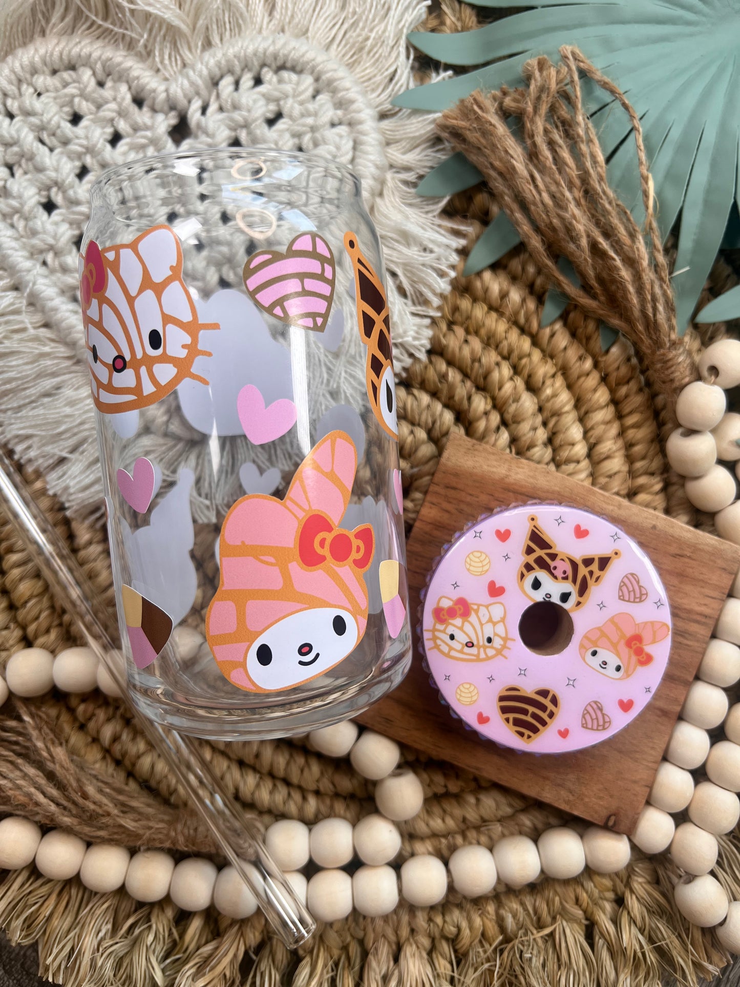 Lata de vidrio de Cafecito Kawaii 