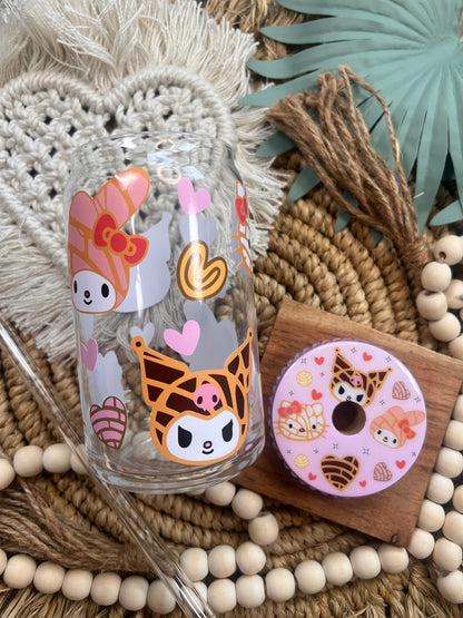 Lata de vidrio de Cafecito Kawaii 