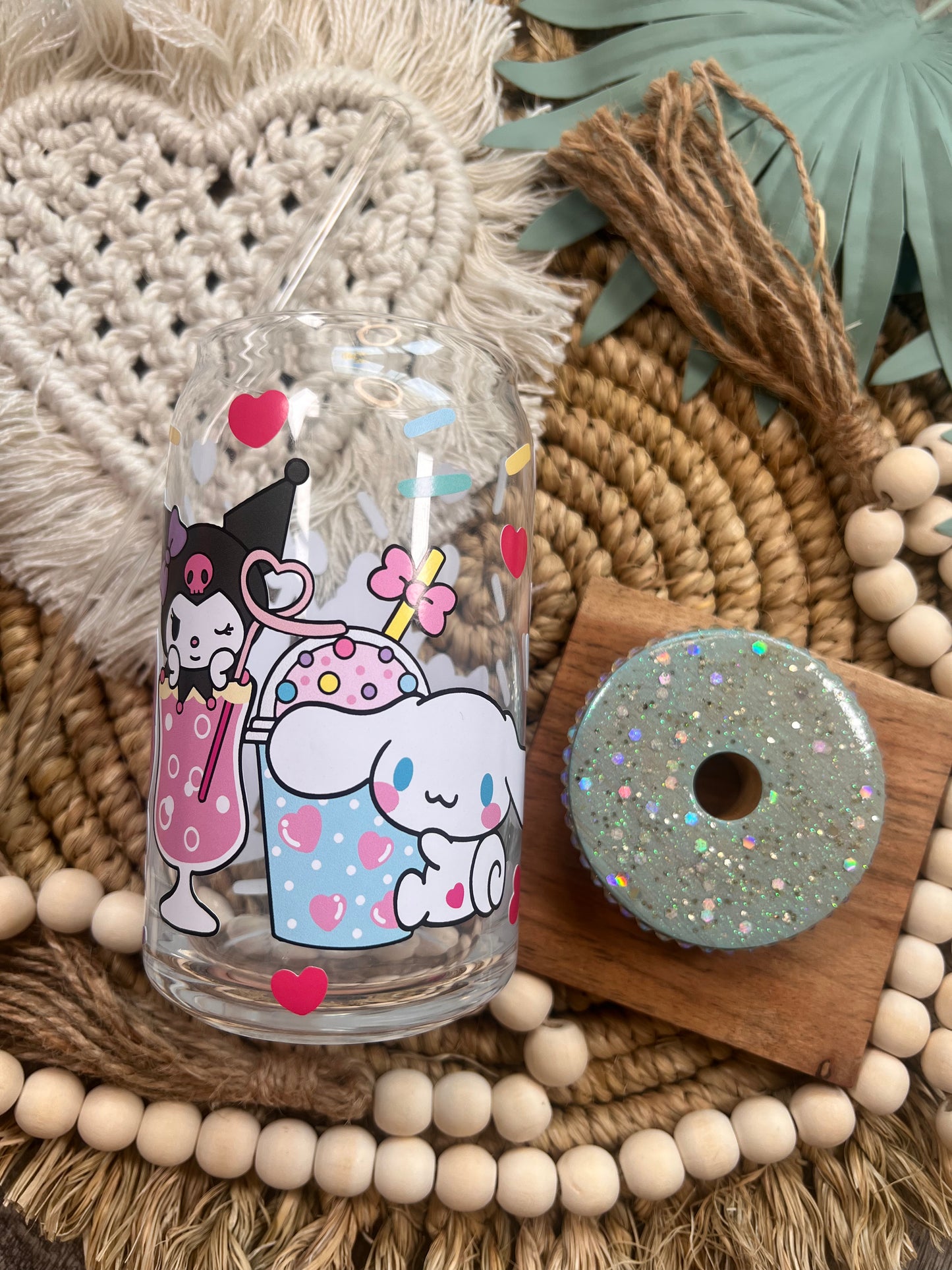 Lata de vidrio de Kawaii Friends 