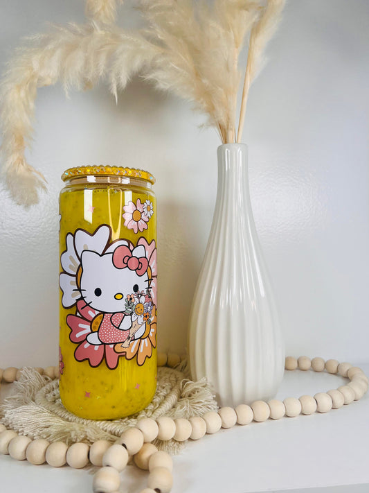 Lata de cristal para bolas de nieve con flores de HK