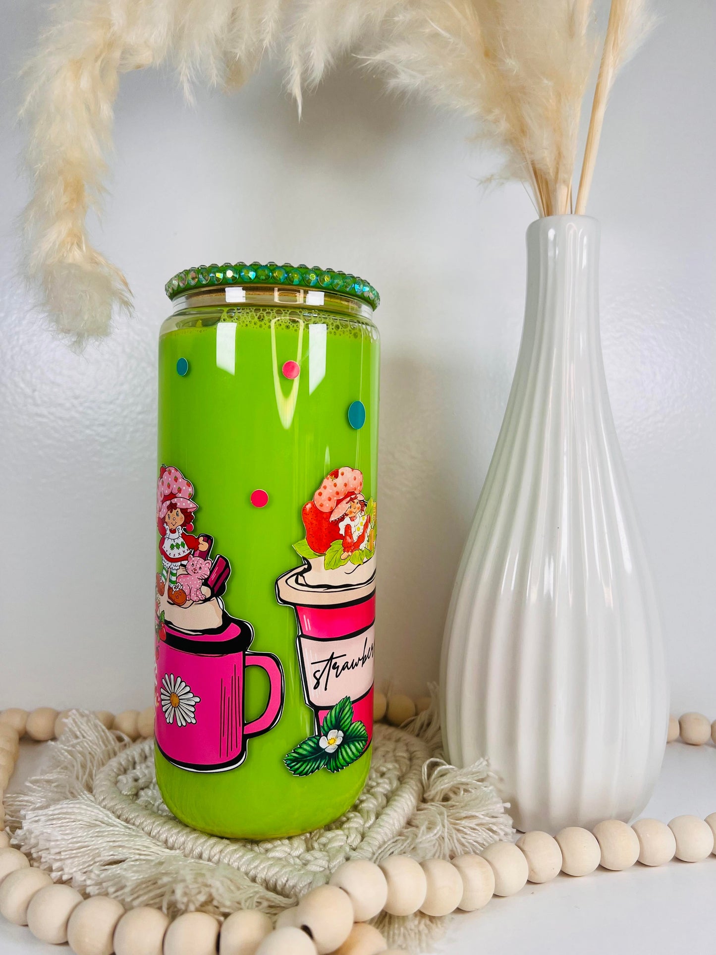 Lata de vidrio para bolas de nieve de fresa SC