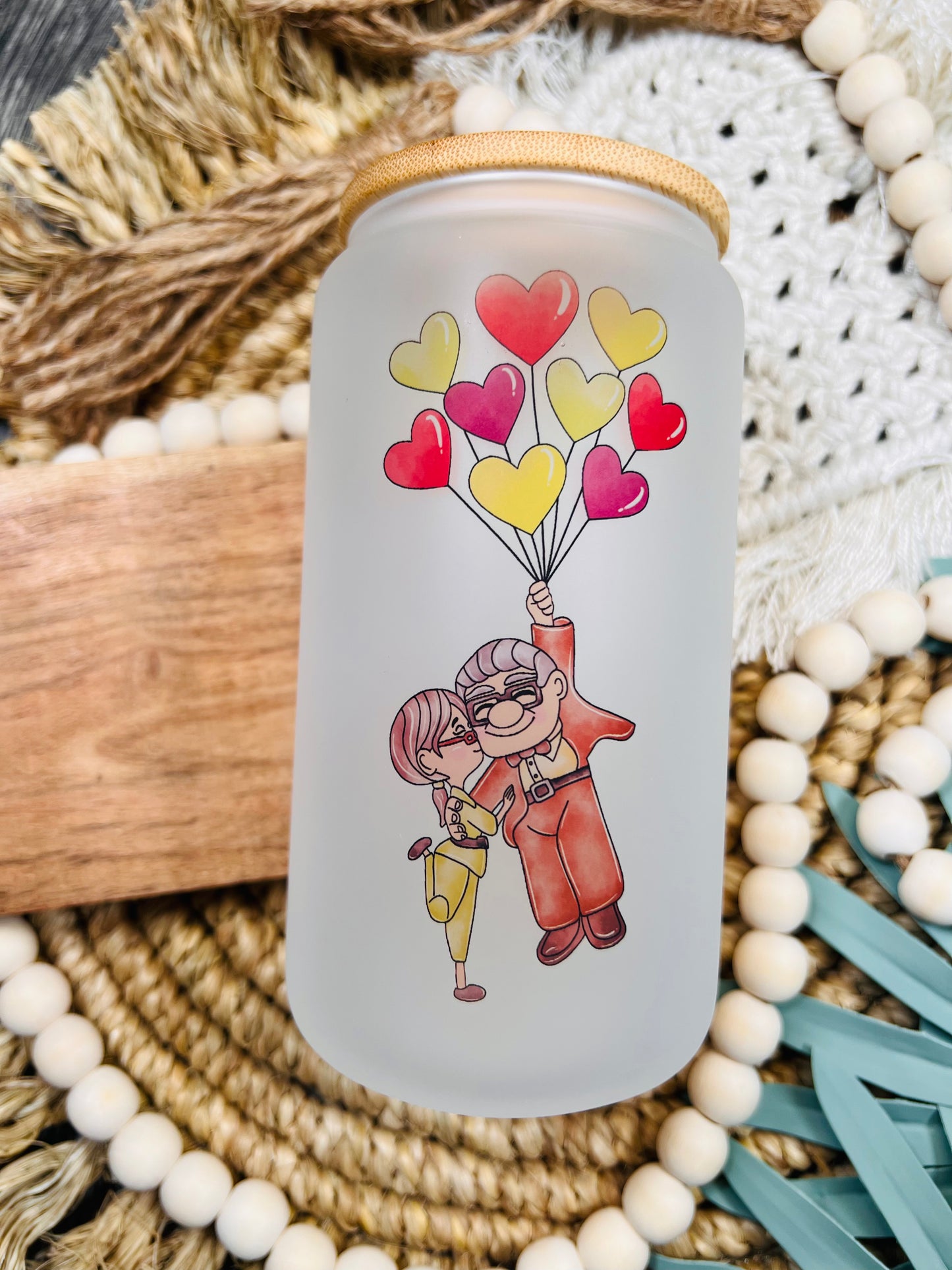 Carl & Ellie Balloons Glass Can