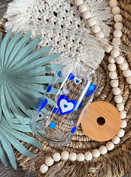 Blue Evil Eye Glass Can
